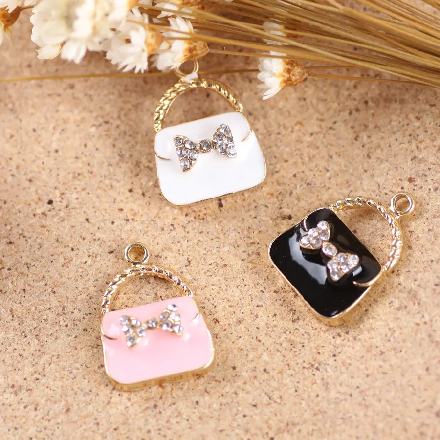 50PCS Jewelry Metal Handbag Shape Charms Rhinestones Bow Decoration Diy Bracelet Necklace Earring Ornament Alloy Pendant 17*23mm
50PCS Jewelry Metal Handbag Shape Charms Rhinestones Bow Decoration Diy Bracelet Necklace Earring Ornament Alloy Pendant 17*23mm
