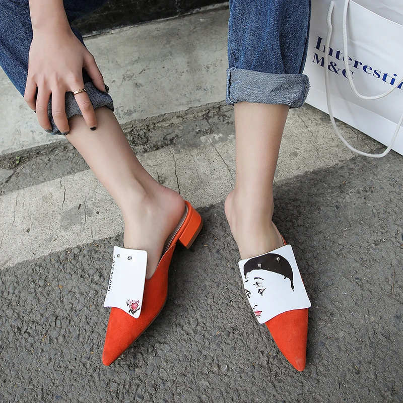 Fashion Orange Suede Women Mules Slipper Shoes Sexy Pointed Toe Outside Low Heels Pumps Black Sandals Formal Slide Stilettos
Fashion Orange Suede Women Mules Slipper Shoes Sexy Pointed Toe Outside Low Heels Pumps Black Sandals Formal Slide Stilettos