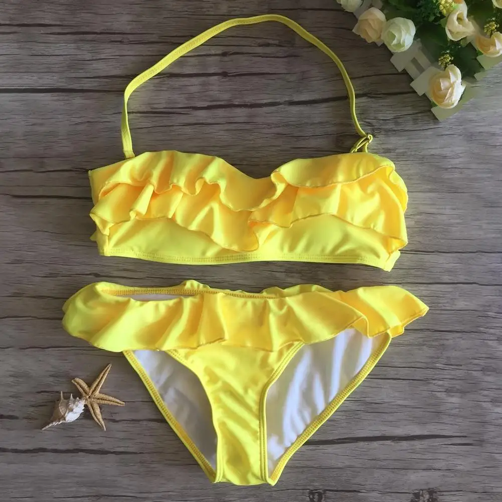 Sexy Solid Color Ruffled Swimwear Women's Bikini Set With Chest Pad Without Steel Support Swimming Must Accept Wholesale
Sexy Solid Color Ruffled Swimwear Women's Bikini Set With Chest Pad Without Steel Support Swimming Must Accept Wholesale