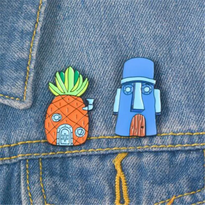 WKOUD Cartoon BoB Pin ! Masks House Pineapple House Squidward Sponge Baby Hard Enamel Pins Backpack Denim Badge For Gift
WKOUD Cartoon BoB Pin ! Masks House Pineapple House Squidward Sponge Baby Hard Enamel Pins Backpack Denim Badge For Gift