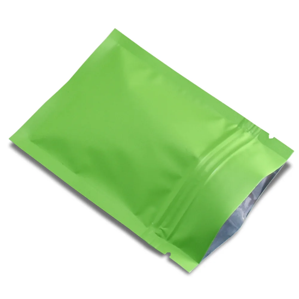 

200pcs/lot Matte Green Ziplock Package Aluminum Foil Bag Retail Bulk Food Snack Moistureproof Zip Lock Mylar Pouches Packing Bag