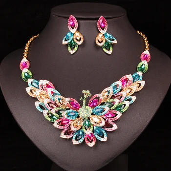 New Luxury peacock Bird Jewelry Sets Wedding Necklace Earrings Sets Crystal Women's Gold Color Chain Custome Jewellery for Women
New Luxury peacock Bird Jewelry Sets Wedding Necklace Earrings Sets Crystal Women's Gold Color Chain Custome Jewellery for Women