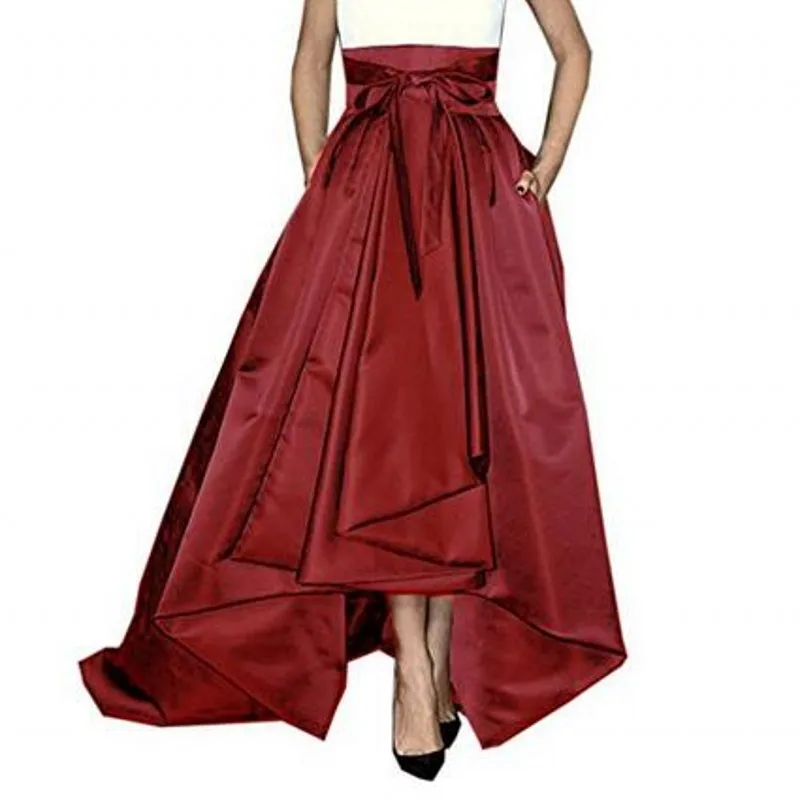 Formal Wine Red High Low Satin Skirts Women With Pockets Sash Bow Long Elegant Skirt Custom Made High Quality Zipper Bottom
Formal Wine Red High Low Satin Skirts Women With Pockets Sash Bow Long Elegant Skirt Custom Made High Quality Zipper Bottom