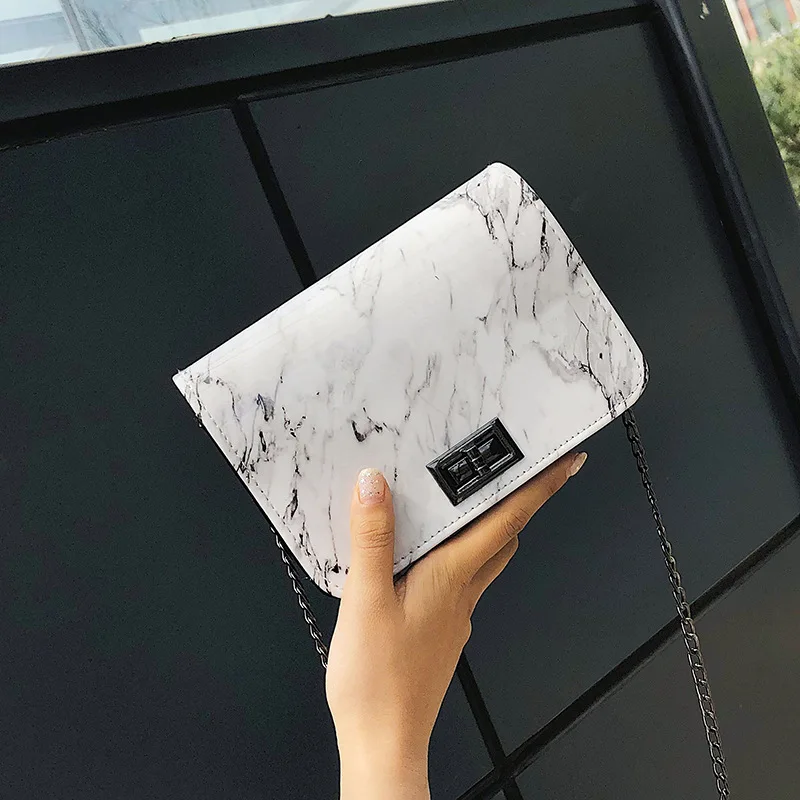 

Fashion Marble Pattern Women's Bag 2019 Chain Small Square Flap Bag Pu Leather Hasp Female Crossbody Messenger Bag Bolso Mujer