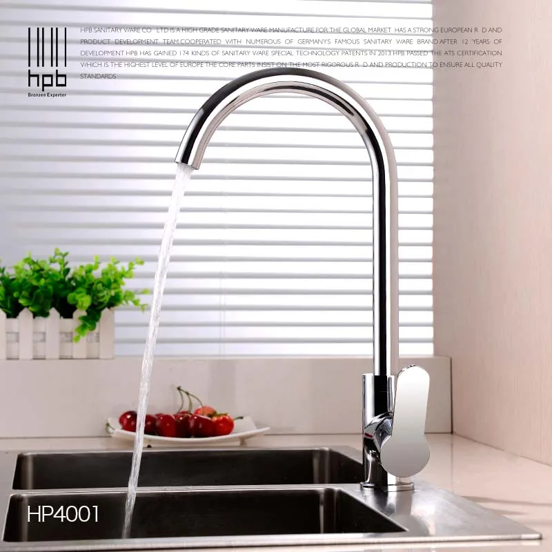 

HPB Brass Kitchen Faucet Mixer Water Tap Kitchen Chrome Finished Single Handle Deck Mounted Water Tap Grifo Cocina HP4001