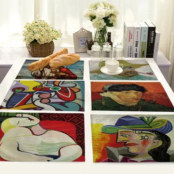 Placemat Europe and TheUnited States Wind Painted Abstract Figures CottonPad VanGogh Oil Painting Printed Kitchen Insulation Mat
Placemat Europe and TheUnited States Wind Painted Abstract Figures CottonPad VanGogh Oil Painting Printed Kitchen Insulation Mat