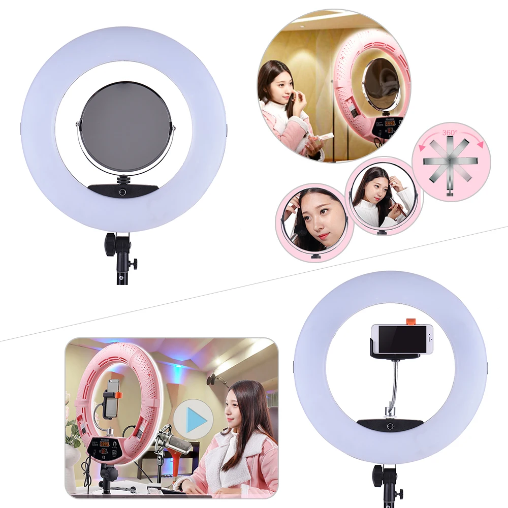 FD-480II 17.7" 96W 3200-5500K LED Video Ring Light Bi-color Macro Ring Lamp for Photography Studio Live Broadcast Telecast
FD-480II 17.7" 96W 3200-5500K LED Video Ring Light Bi-color Macro Ring Lamp for Photography Studio Live Broadcast Telecast