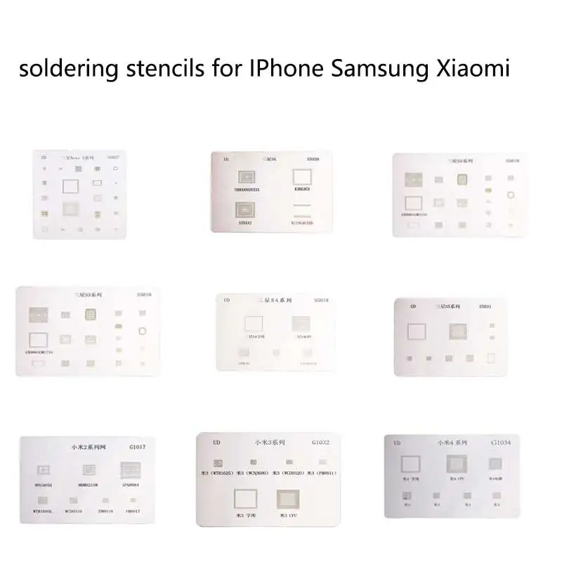 soldering stencils for mobile phone PC BGA Stencils mobile phone chip for Samsung xiaomi iPhone Reballing Repair tools set
soldering stencils for mobile phone PC BGA Stencils mobile phone chip for Samsung xiaomi iPhone Reballing Repair tools set