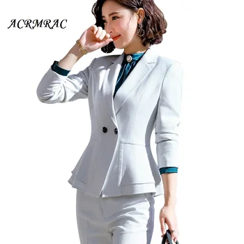 ACRMRAC Women suits Slim Flounced Blazers Pencil pants 2 pieces set OL Formal Women pants suits Womens business suits
ACRMRAC Women suits Slim Flounced Blazers Pencil pants 2 pieces set OL Formal Women pants suits Womens business suits