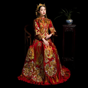 High Quality Female Embroidery Qipao Chinese Ancient Wedding Dress Toast Clothes Floral&Phoenix Royal Bride Cheongsam Suit
High Quality Female Embroidery Qipao Chinese Ancient Wedding Dress Toast Clothes Floral&Phoenix Royal Bride Cheongsam Suit