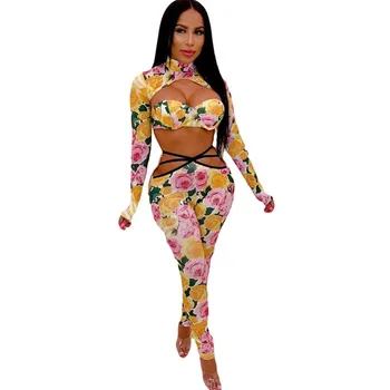 Sexy 3 Piece Sets Women's Set Clothes Floral Print Long Sleeve Crop Top + Bra + Pencil Pants Night Club Matching Set Outfits
Sexy 3 Piece Sets Women's Set Clothes Floral Print Long Sleeve Crop Top + Bra + Pencil Pants Night Club Matching Set Outfits