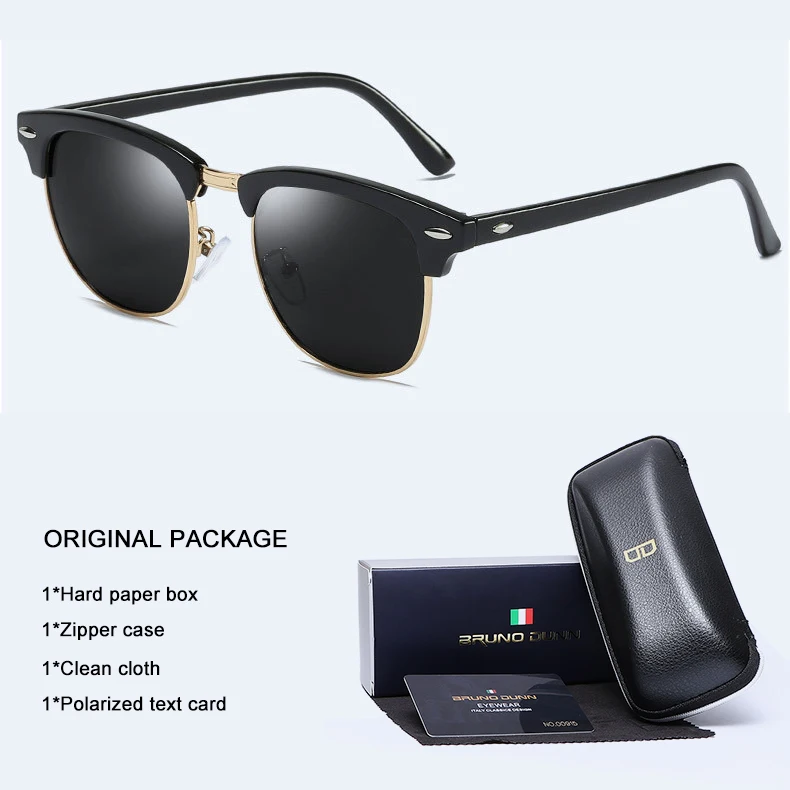 

Bruno Dunn Retro Sunglasses polarized Brand Designer ladies Sun Glases For Men Women Vintage Ray lunette de soleil femme shades