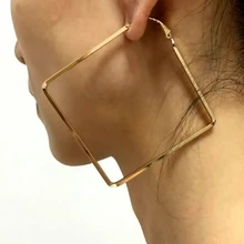 MESTILO Simple Punk grandes pendientes de aro cuadrados de plata de oro para las mujeres de moda exageración geométrica Oversizd grandes pendientes de aro(China)