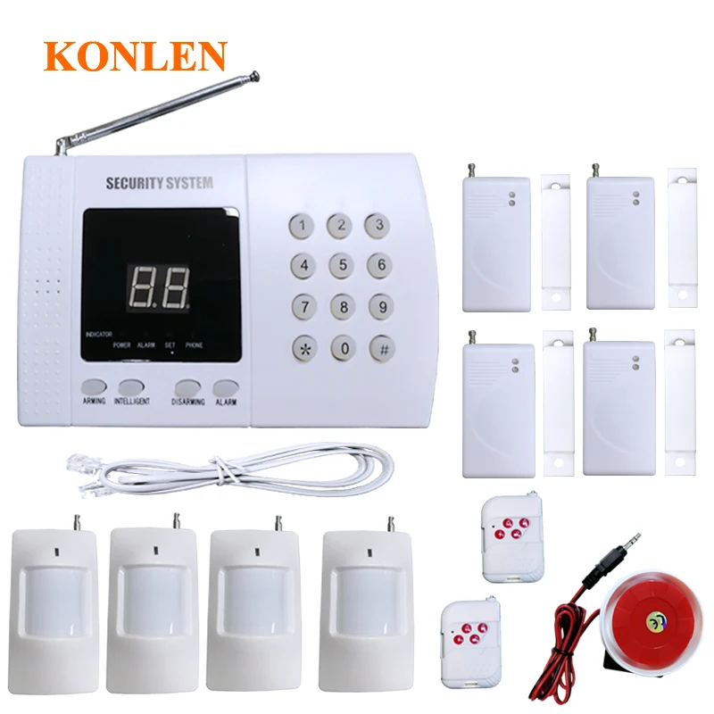 KONLEN Wireless PSTN Burglar Home Security Alarm System Auto Dial Remote Control PIR Motion Detectors Door Windows Smoke Sensor
KONLEN Wireless PSTN Burglar Home Security Alarm System Auto Dial Remote Control PIR Motion Detectors Door Windows Smoke Sensor