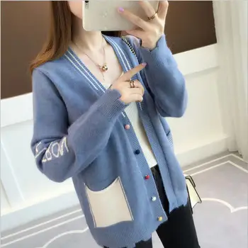 2019 spring new lazy style knit sweater female long sleeves Korean loose self-cultivation color matching fashion casual student
2019 spring new lazy style knit sweater female long sleeves Korean loose self-cultivation color matching fashion casual student