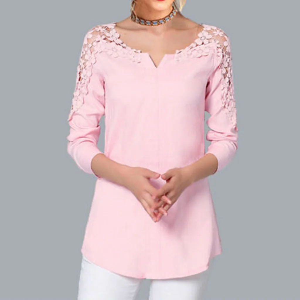 Women Blouse Lace Patchwork V-Neck Top Ladies Cold Shoulder Loose plus size Solid long Sleeve Slim Shirt Splice Pullover F80
Women Blouse Lace Patchwork V-Neck Top Ladies Cold Shoulder Loose plus size Solid long Sleeve Slim Shirt Splice Pullover F80