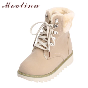 Meotina Winter Snow Boots Women Lace Up Plush Warm Boots Flat Footwear Fur Ankle Boots Ladies Shoes Black Beige Red Size 33 43
Meotina Winter Snow Boots Women Lace Up Plush Warm Boots Flat Footwear Fur Ankle Boots Ladies Shoes Black Beige Red Size 33 43