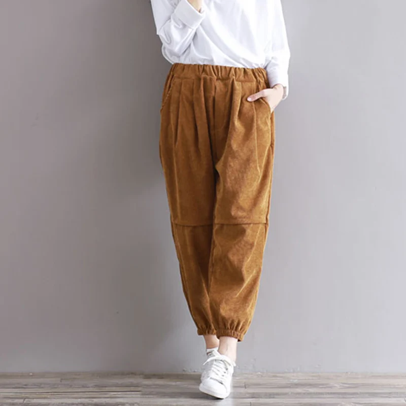 Women's Corduroy High Waist Harem Pants Joggers Winter Coffee Vintage Trousers For Women 2019 Autumn Loose Casual Woman Clothes
Women's Corduroy High Waist Harem Pants Joggers Winter Coffee Vintage Trousers For Women 2019 Autumn Loose Casual Woman Clothes