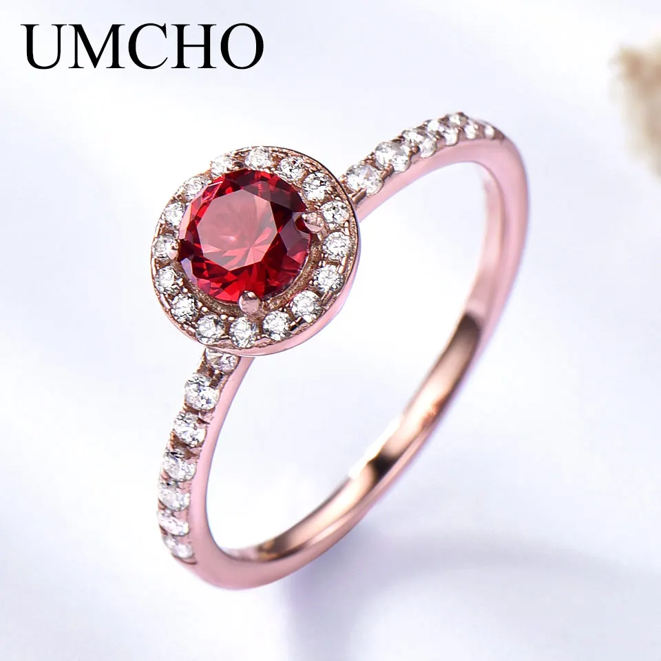 UMCHO Round Created Red Garnet Birthstone Rings Solid Real 925 Sterling Silver Rings For Women Engagement Gifts Fine Jewelry
UMCHO Round Created Red Garnet Birthstone Rings Solid Real 925 Sterling Silver Rings For Women Engagement Gifts Fine Jewelry