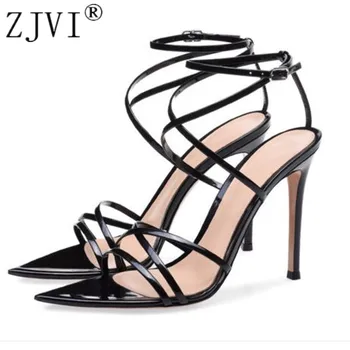 ZJVI woman pointed toe sandals ladies 11cm thin high heels shoes for women summer cow leather sandal black sandalias mujer 2019
ZJVI woman pointed toe sandals ladies 11cm thin high heels shoes for women summer cow leather sandal black sandalias mujer 2019