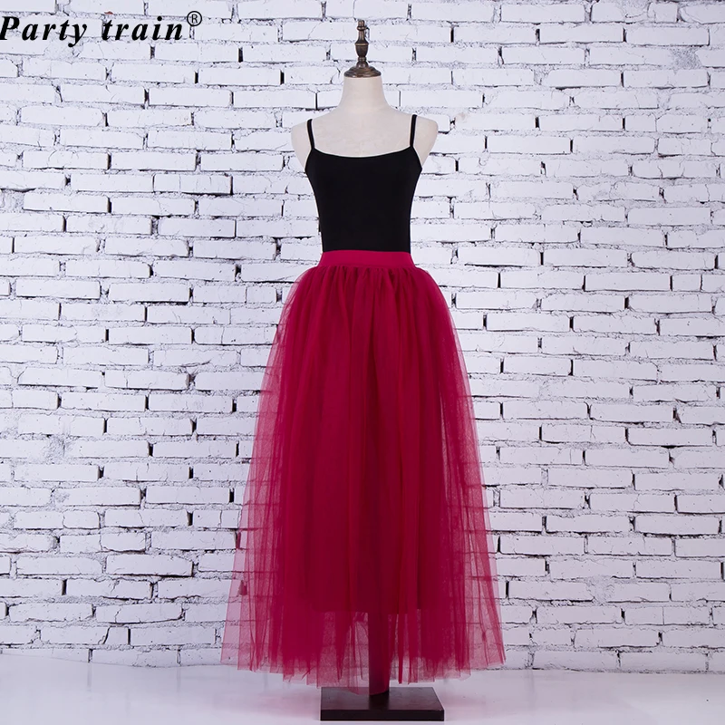 2018 Spring Fashion Womens Lace Princess Fairy Style 4 layers Voile Tulle Skirt Bouffant Puffy Fashion Skirt Long Tutu Skirts 19