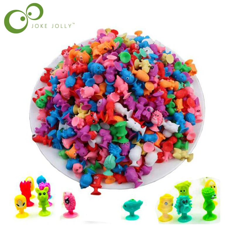 

20pcs/lot Animal Action Figures toys Cupule kids Cartoon Sucker kids Mini Suction Cup Collector Capsule model Toy WYQ