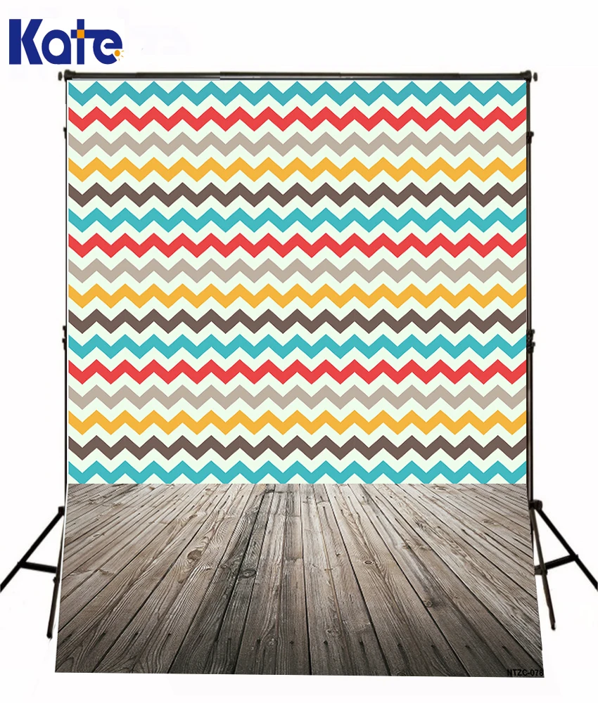 

1.5M*2M(5*6.5 ft) Kate  Digital Printed Background  Retro Wood Floor Colorful Wavy Stripes Newborn Photography Backdrops