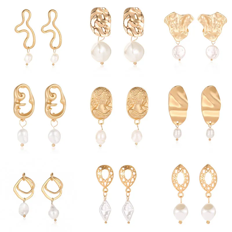 Classic Bohemian Gold Color stud earrings Geometric irregular circle square pearl Pendant for women Fashion Ear Jewelry Gifts
Classic Bohemian Gold Color stud earrings Geometric irregular circle square pearl Pendant for women Fashion Ear Jewelry Gifts