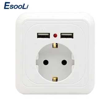 Esooli 2018 New Arrival Manufacturer Wall Power Socket 16A EU Standard Outlet With 2.4A Dual USB Charger Port for Mobile 
Esooli 2018 New Arrival Manufacturer Wall Power Socket 16A EU Standard Outlet With 2.4A Dual USB Charger Port for Mobile