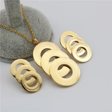 Fashion round Shape Stainless Jewelry Sets Gold color Necklace Earrings Stainless Steel For Women Elegant Design Wholesale
Fashion round Shape Stainless Jewelry Sets Gold color Necklace Earrings Stainless Steel For Women Elegant Design Wholesale