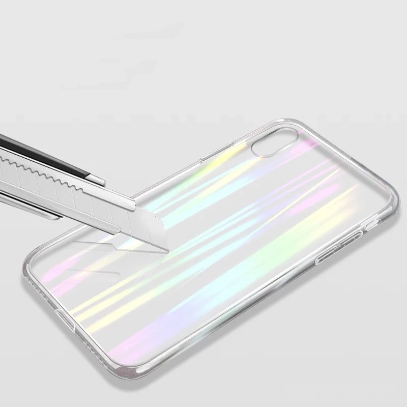 Transparent Glass Aurora Cover Case On The For Iphone 7 8 7Plus 8 Plus Protective Glass For IPhone X XS Max XR Screen Protector (3)