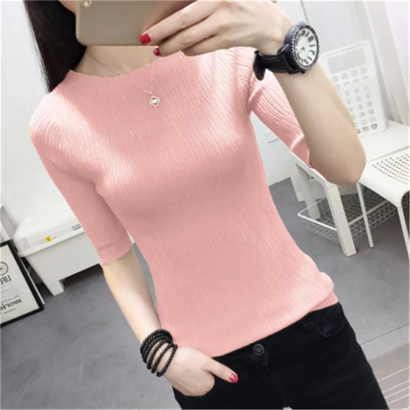 korean 2018 Summer Sweater Women's Round Neck half Sleeve Sweater Slim Korean Wind Elastic Sweat Plus Size pull femme ZY3230
korean 2018 Summer Sweater Women's Round Neck half Sleeve Sweater Slim Korean Wind Elastic Sweat Plus Size pull femme ZY3230