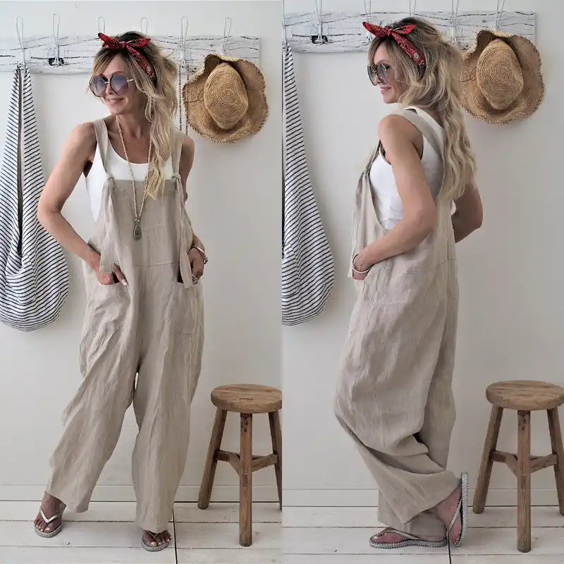 women's loose cotton overalls