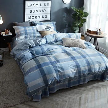 100% Cotton Fabric Japan Brief Style Plaid King Size Bedding Set Including Duvet Cover Pillowcase Skirt Sheet
100% Cotton Fabric Japan Brief Style Plaid King Size Bedding Set Including Duvet Cover Pillowcase Skirt Sheet