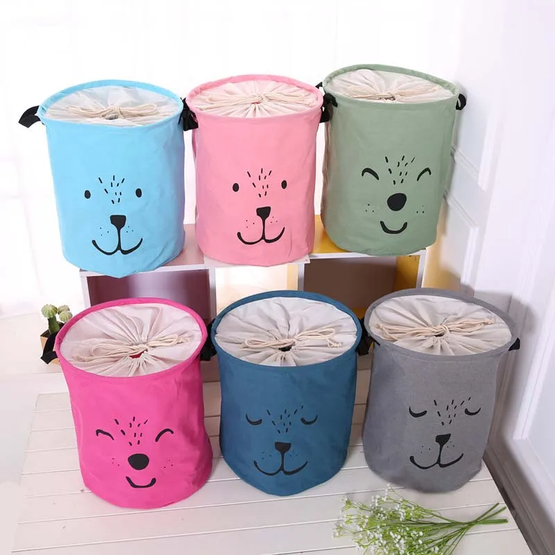 

Cotton Linen Large Laundry Basket Foldable Dirty Clothes Storage Hamper Baby Kids Room Toys Organizer Sundries Storage Bin