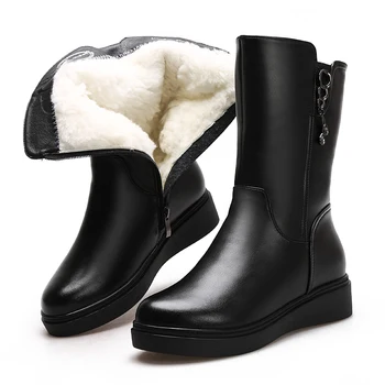 2019 Newest Winter Women Boots Warm Comfort Thick Wool Snow Boots Flat Non-slip Cowhide Leather Boots Women Shoes In-tube Boots
2019 Newest Winter Women Boots Warm Comfort Thick Wool Snow Boots Flat Non-slip Cowhide Leather Boots Women Shoes In-tube Boots