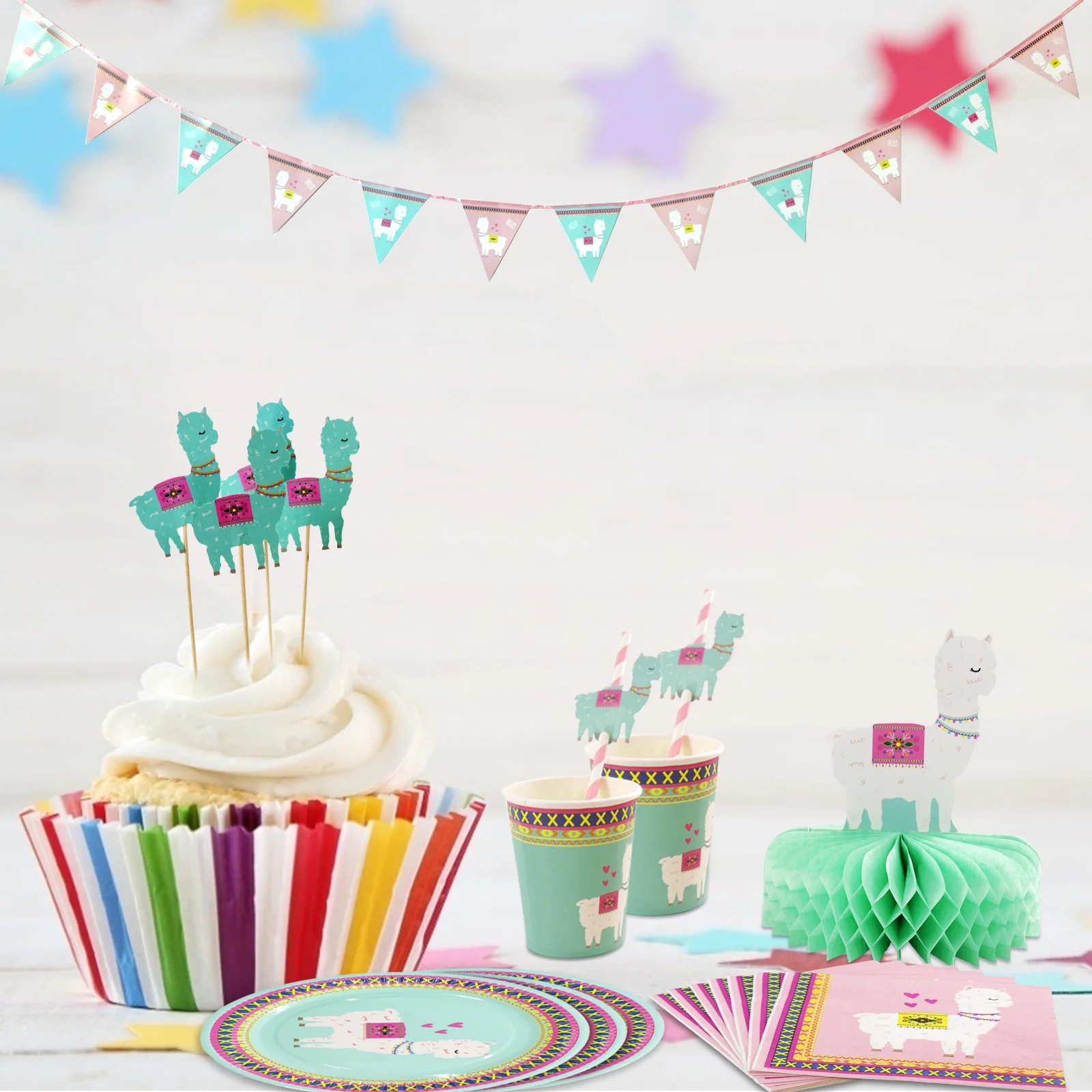 Animal Llama Alpaca Disposable Tableware Set Plates Cups Straws Banner Garland For Baby Shower Birthday Theme Party Decoration
Animal Llama Alpaca Disposable Tableware Set Plates Cups Straws Banner Garland For Baby Shower Birthday Theme Party Decoration