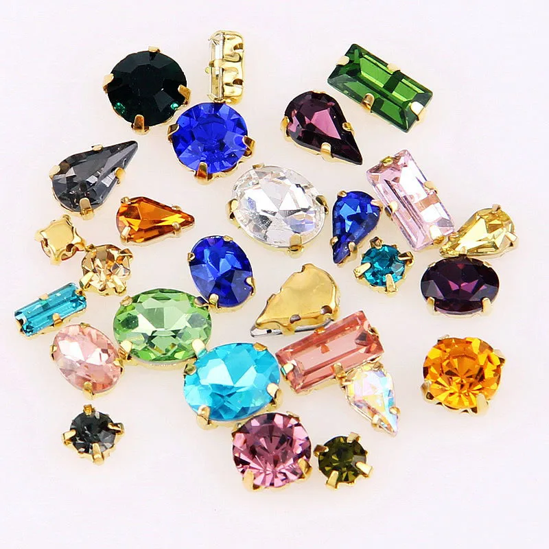 New Mixed Color Shapes Sew On Rhinestone Glass Crystal with Gold Claw Setting Strass Diamond Stones DIY Wedding Dress Decoration
New Mixed Color Shapes Sew On Rhinestone Glass Crystal with Gold Claw Setting Strass Diamond Stones DIY Wedding Dress Decoration