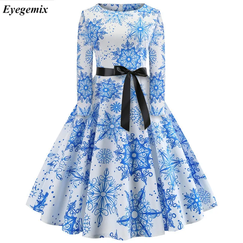 Retro Vintage Long Sleeve Winter Dress Women Floral Print Christmas Dresses Elegant Casual A-Line Dress Robe Rockabilly Pinup
Retro Vintage Long Sleeve Winter Dress Women Floral Print Christmas Dresses Elegant Casual A-Line Dress Robe Rockabilly Pinup
