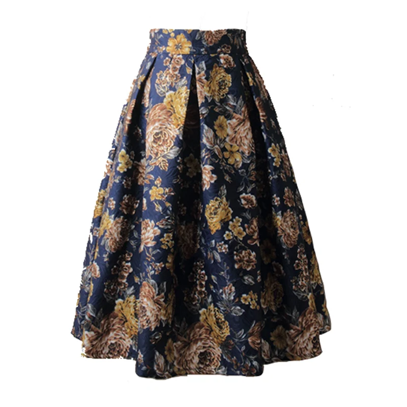 Женская винтажная юбка с цветочным принтом бальное платье высокой талией