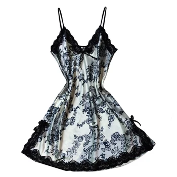 Rayon Silk Women's Black Lace Sleepwear Spaghetti Strap Slim Waist Sexy Nightgown White
Rayon Silk Women's Black Lace Sleepwear Spaghetti Strap Slim Waist Sexy Nightgown White