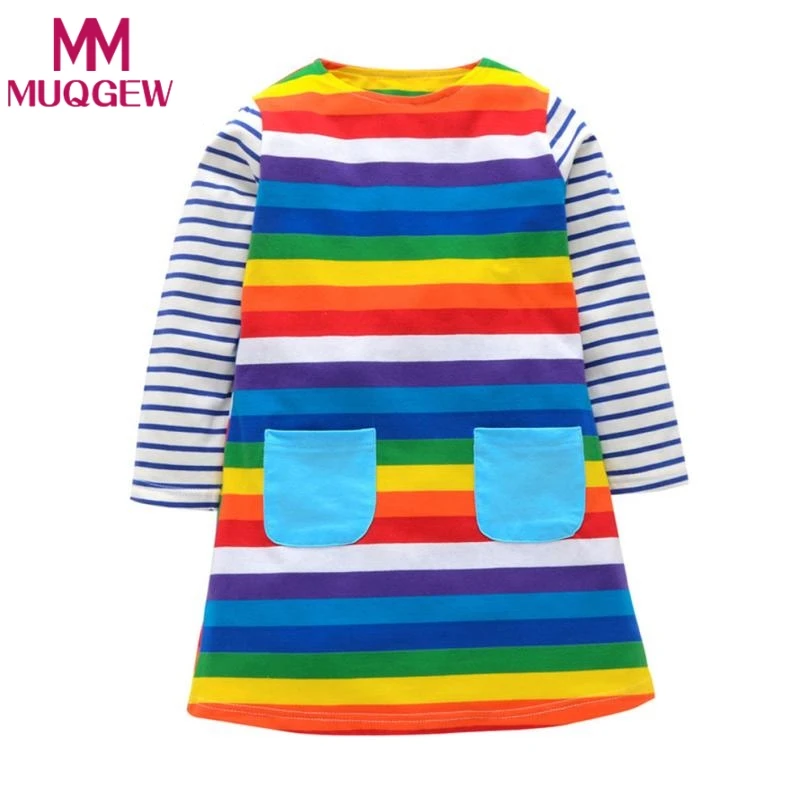 2018 Fashion Baby Kids Girls Stripe Pocket Clothes Spring Autumn Long Sleeve Rainbow colorful Girls Dress Party Princess Dresses
2018 Fashion Baby Kids Girls Stripe Pocket Clothes Spring Autumn Long Sleeve Rainbow colorful Girls Dress Party Princess Dresses