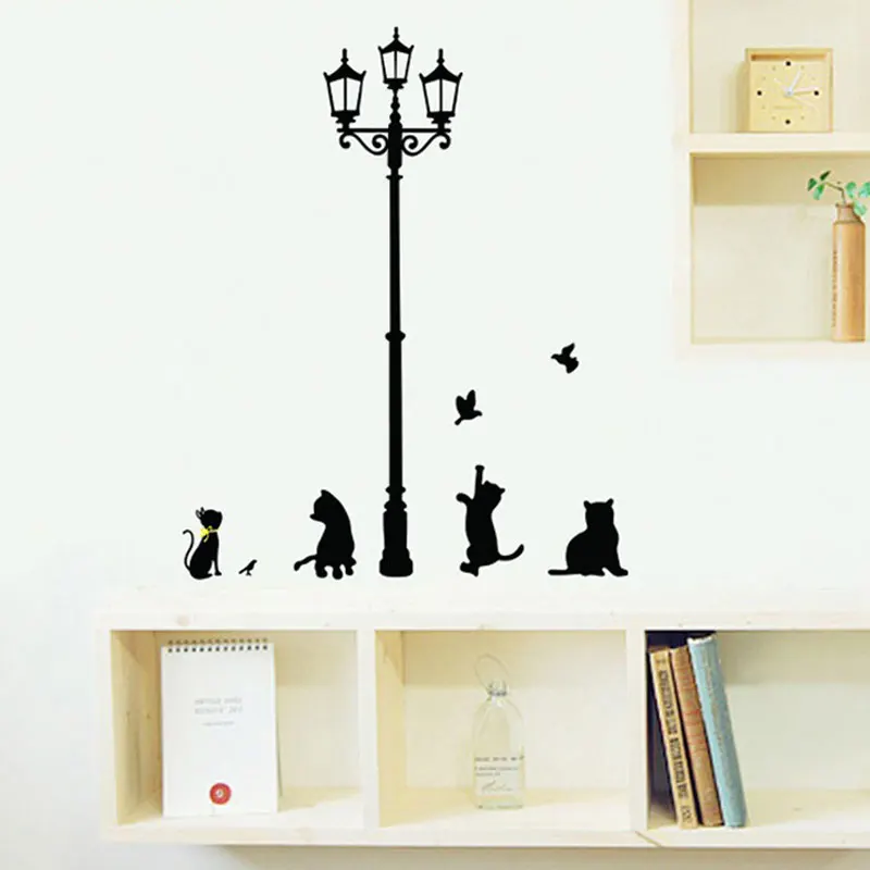 Cute 4 Cats under Street Light playing with butterfly Wall Sticker for Living Room Art Home Decoration on the Wall for Kids Room
Cute 4 Cats under Street Light playing with butterfly Wall Sticker for Living Room Art Home Decoration on the Wall for Kids Room
