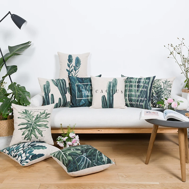 Wholesales Linen Pillow Cover Green Leaf Botanical Tropical Cactus Cushion Cover Home Decorative Pillow Case 45x45cm/55x55cm
Wholesales Linen Pillow Cover Green Leaf Botanical Tropical Cactus Cushion Cover Home Decorative Pillow Case 45x45cm/55x55cm