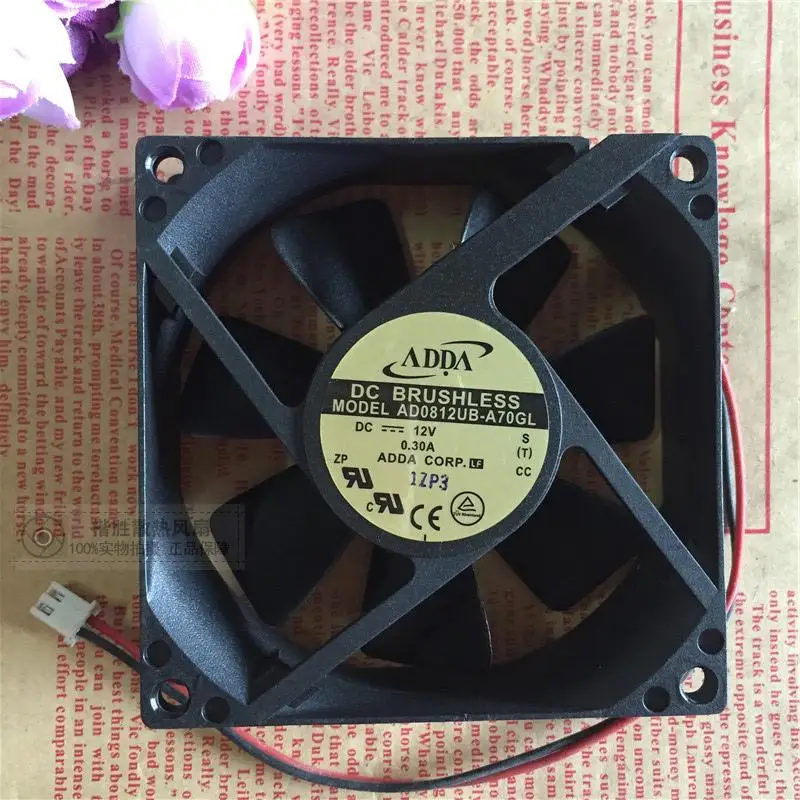 Оригинальный ADDA AD0812UB A70GL 8025 8 см 80 мм DC 12V 0.30A 2 с трапециевидным силуэтом и