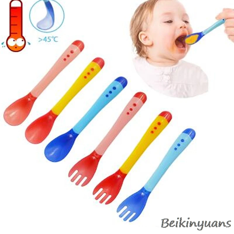 Baby Temperature Sensing Spoon and Fork Safety Silicone Feeding Flatware Spoon+Fork Feeder Utensils Feeding Tableware
Baby Temperature Sensing Spoon and Fork Safety Silicone Feeding Flatware Spoon+Fork Feeder Utensils Feeding Tableware