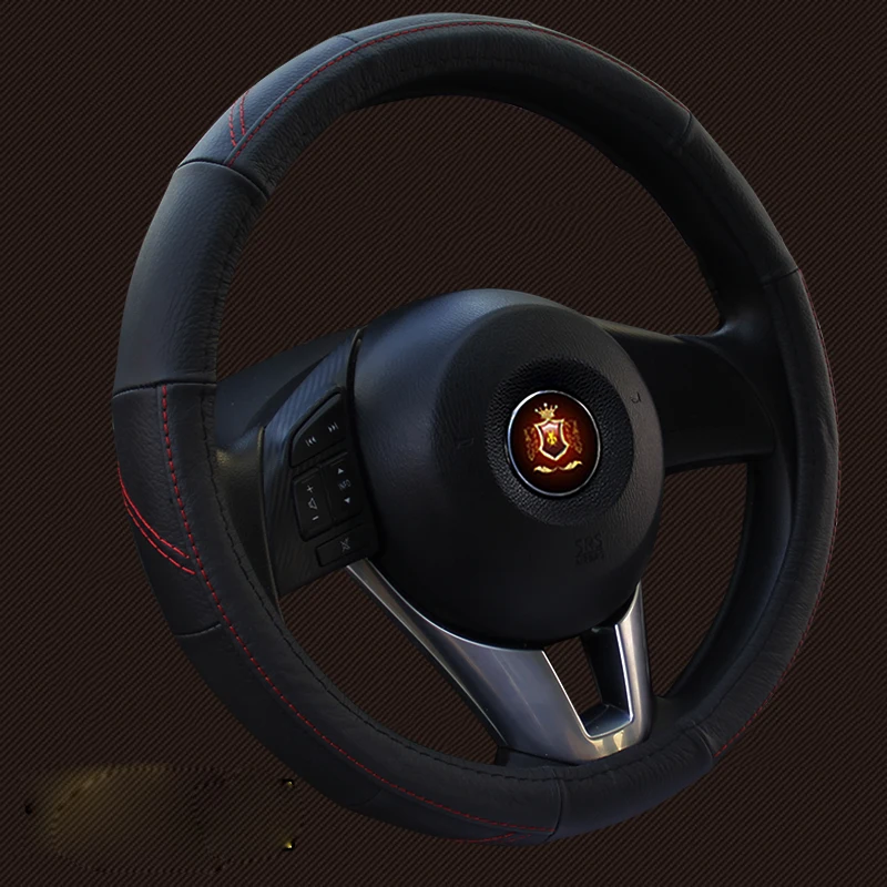 KKYSYELVA Black Car Sport Steering Wheel Cover Leather Auto Steering Covers Universal 38CM wheel covers Car Inter Accessories
KKYSYELVA Black Car Sport Steering Wheel Cover Leather Auto Steering Covers Universal 38CM wheel covers Car Inter Accessories