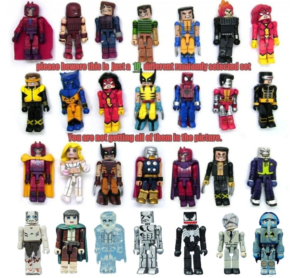 Random Select Lot of 10 Minimates Marvel X-Men DC LOTOR Spiderman Ironman Wolverine Action Figure Bloks Building Toy Doll
Random Select Lot of 10 Minimates Marvel X-Men DC LOTOR Spiderman Ironman Wolverine Action Figure Bloks Building Toy Doll