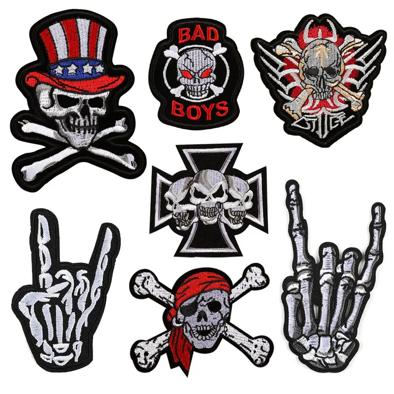 

Bad Boys Skull Iron On Patch Embroidery Punk Clothes Patches For Clothing Clothes Stickers Garment Apparel Accessories