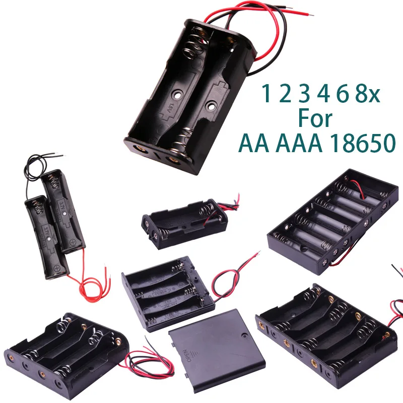 Батарейный отсек glyino 1 2 3 4 6 8x для соединения AA AAA 18650 чехол с крышкой и полуоткрытым